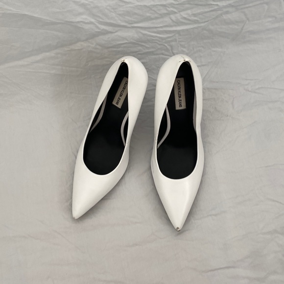 Calvin Klein White Pointed-Toe Heels - Picture 2 of 6